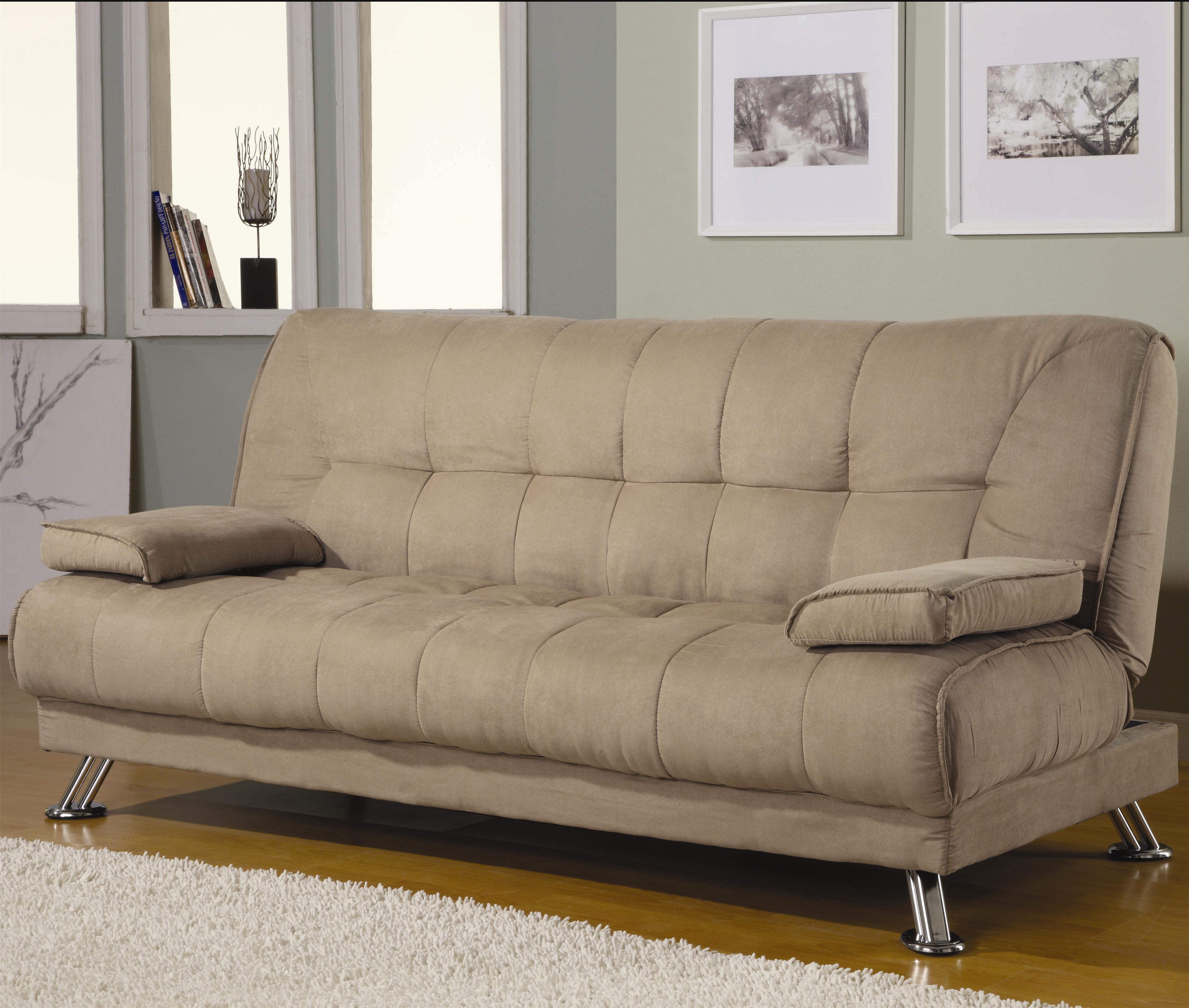 Fabric Convertible Sofa Bed with Removable Armrests